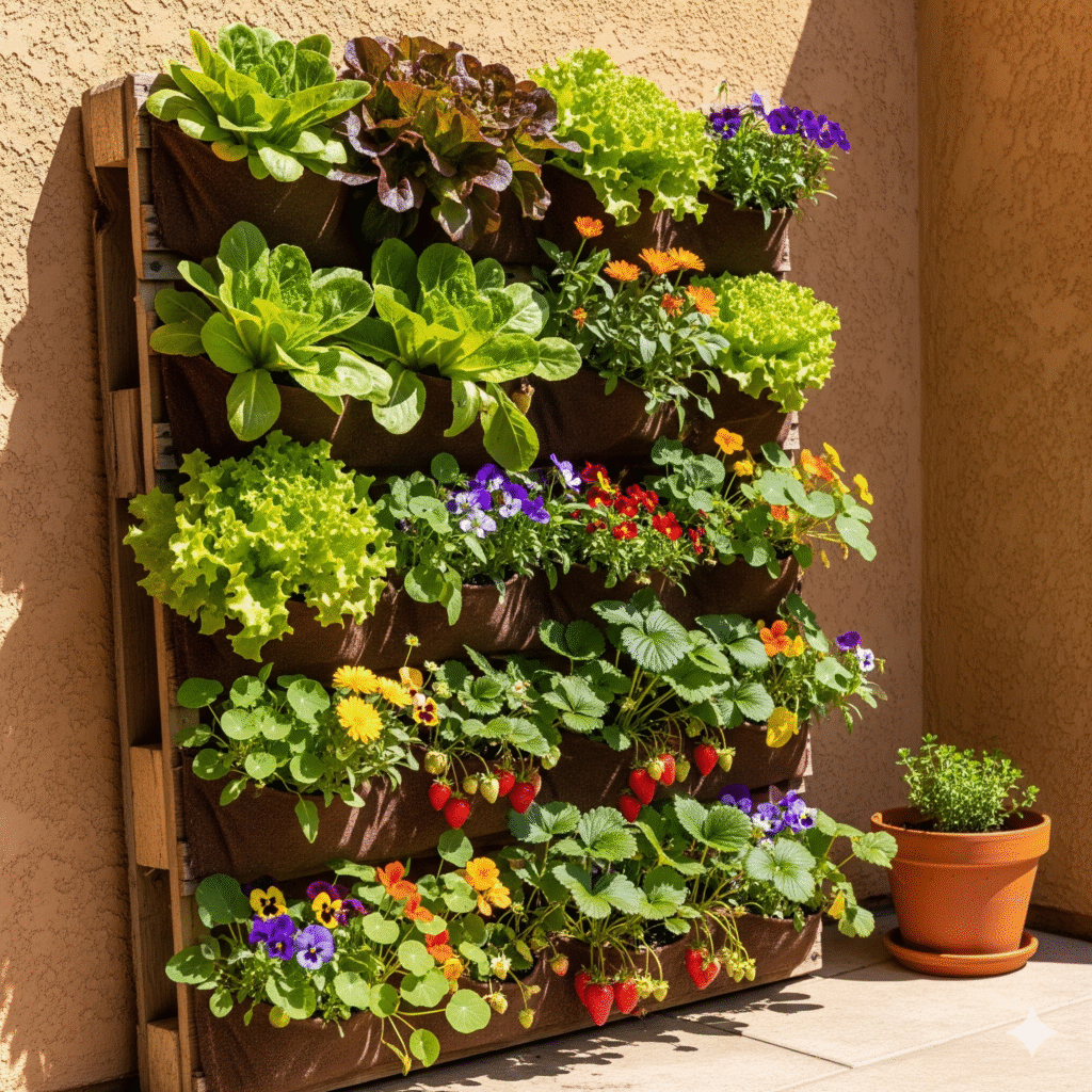 DIY Vertical Garden Wall for an Outdoor Space