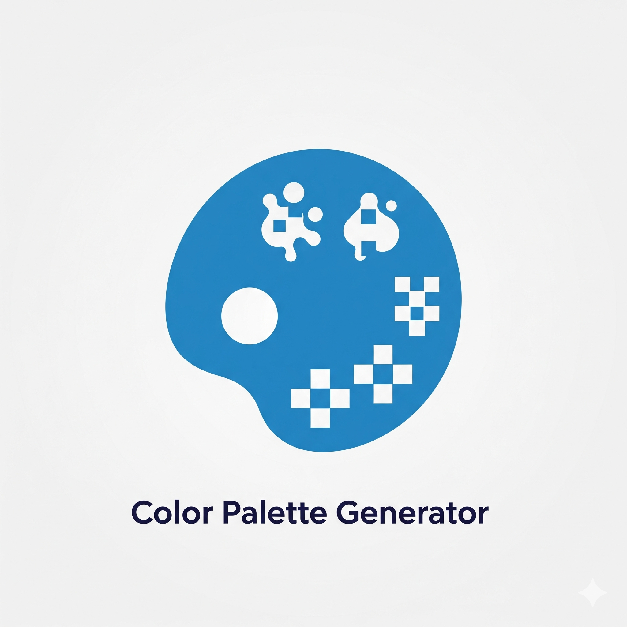 Logo for the Color Palette Generator, showing an artist's palette with pixel shapes instead of paint.