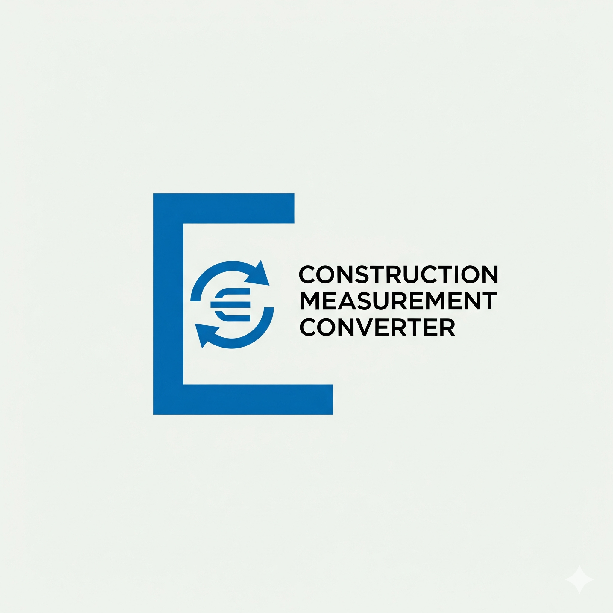 Logo for the Construction Measurement Converter, showing a framing square with a conversion symbol.