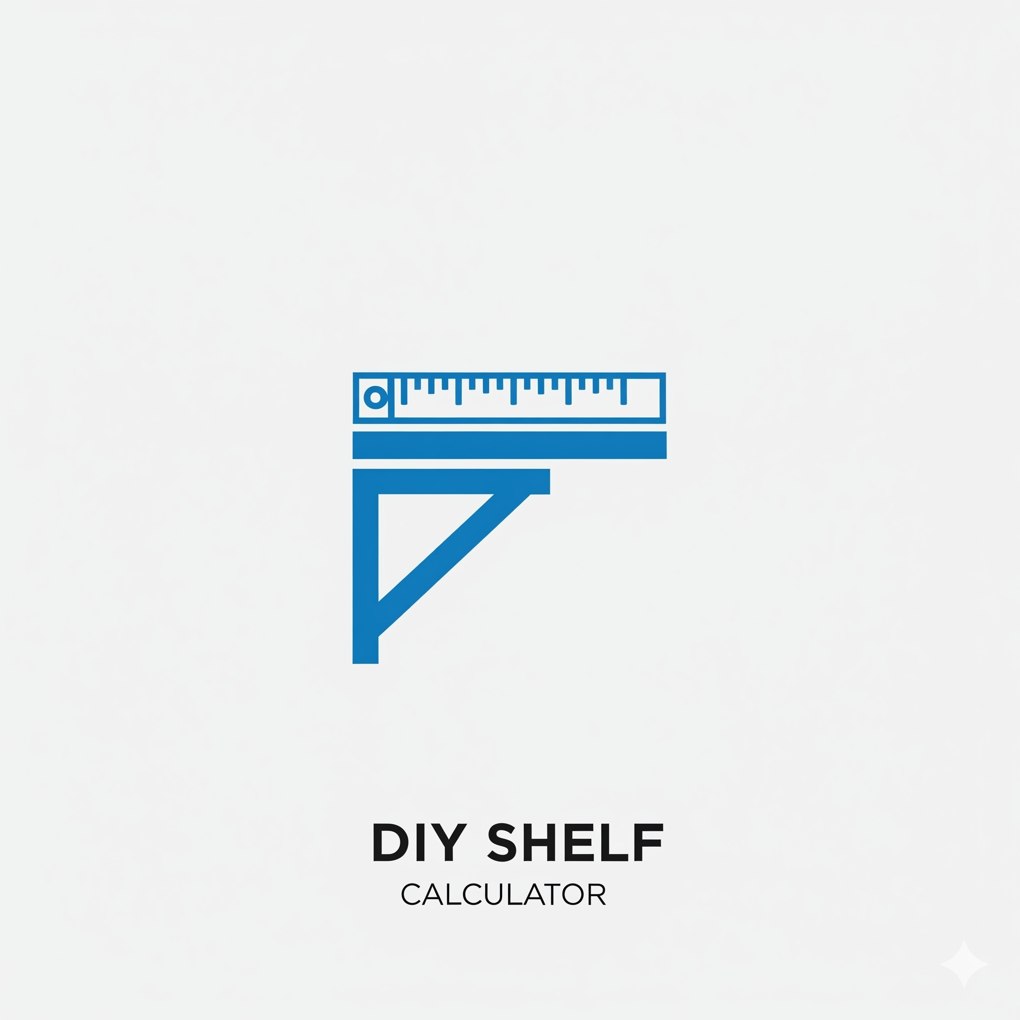 Logo for the DIY Shelf Calculator, showing a shelf, a bracket, and a ruler.