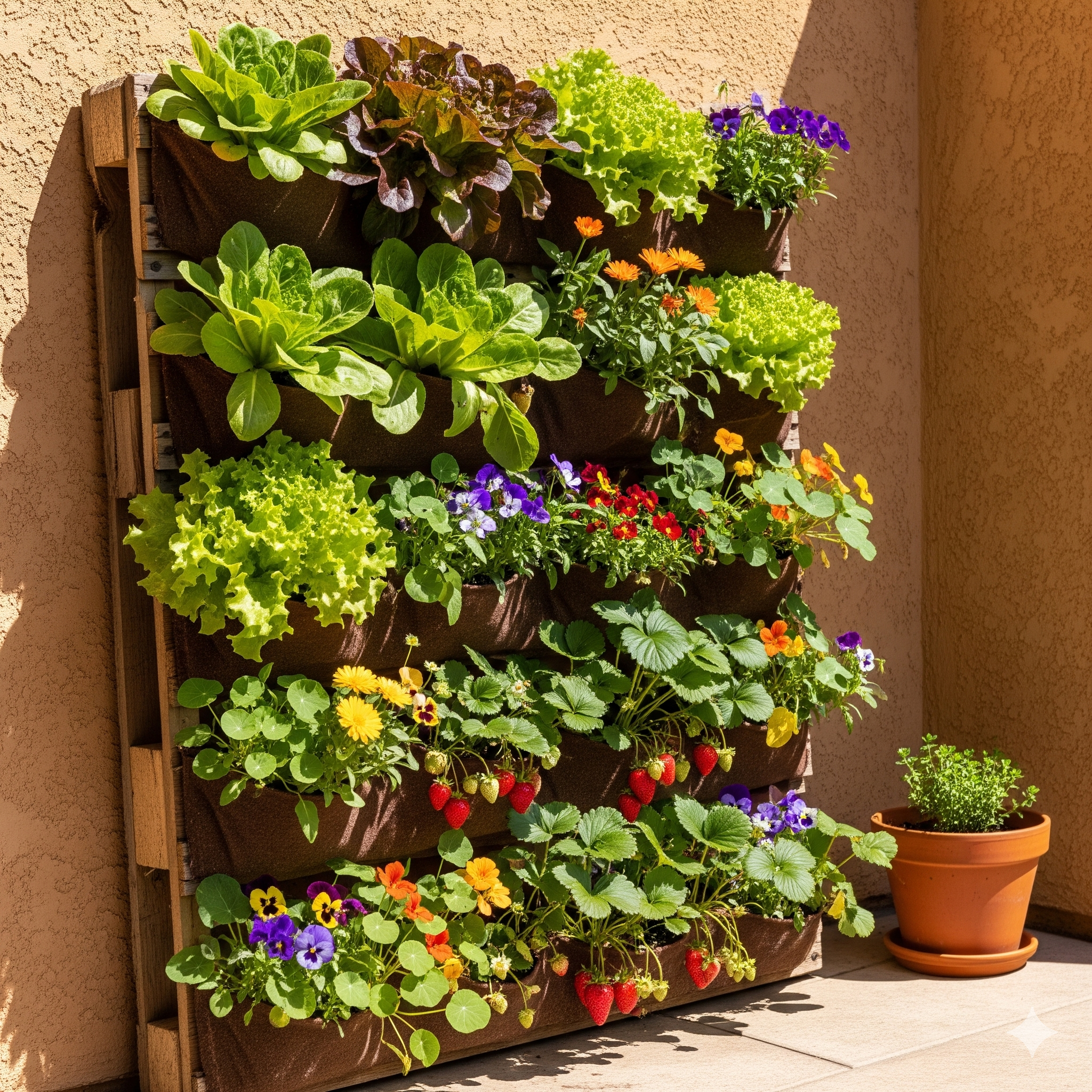 DIY Vertical Garden Wall for an Outdoor Space