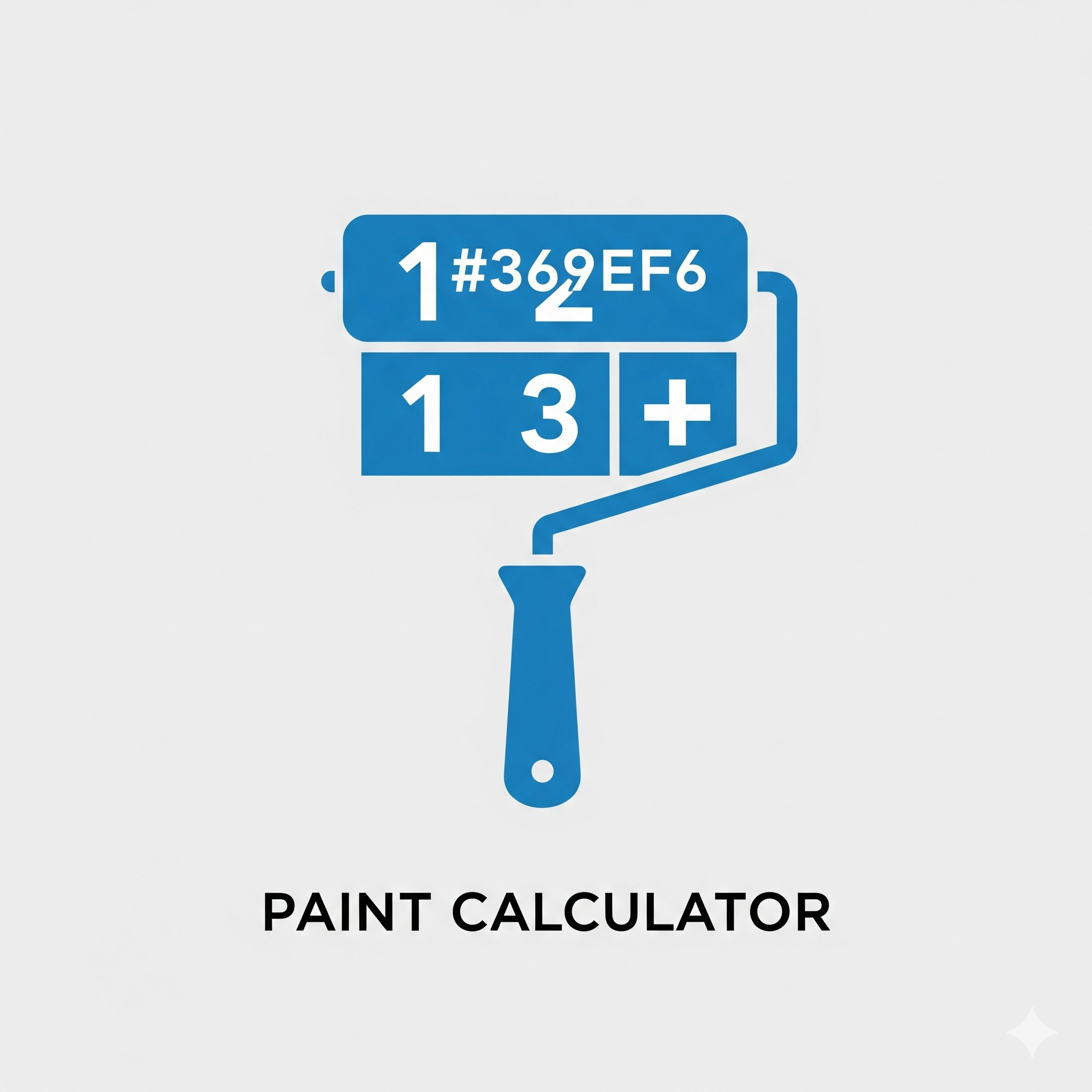 Logo for the Paint Calculator tool, showing a paint roller that morphs into a calculator.