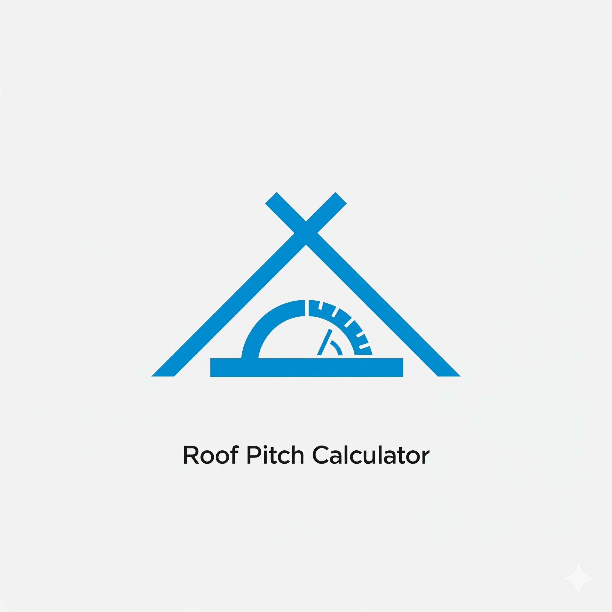 Logo for the Roof Pitch Calculator, showing the outline of a gable roof with a protractor inside.
