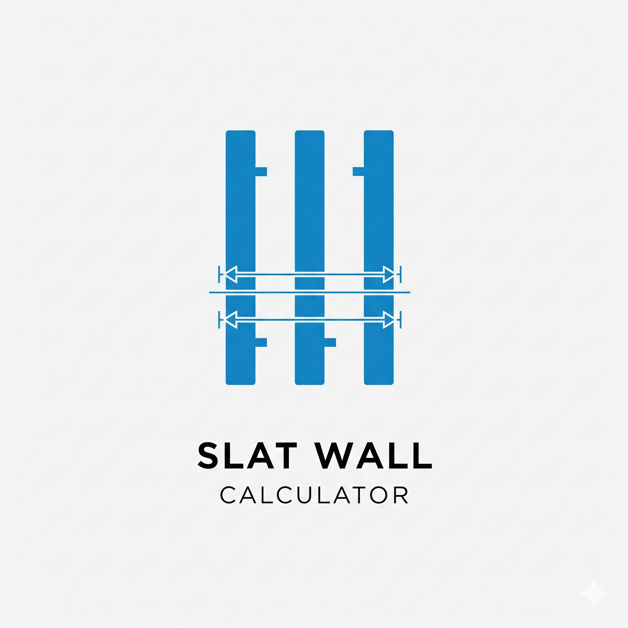 Logo for the Slat Wall Calculator, showing three vertical slats with spacing guides between them.